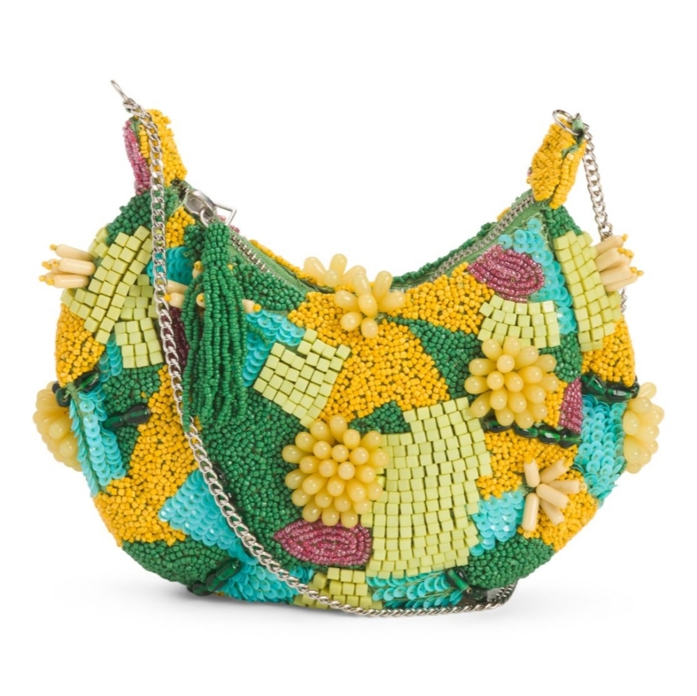 Vibrant Beaded Hobo Bag